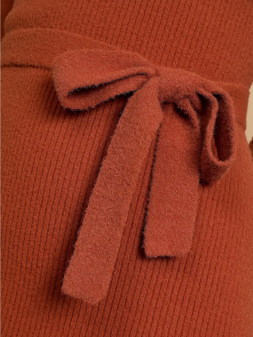 NWT Lulus Windy Days Rust Brown Knit Sweater Midi Dress Orange Balloon Sleeves S - Picture 5 of 5